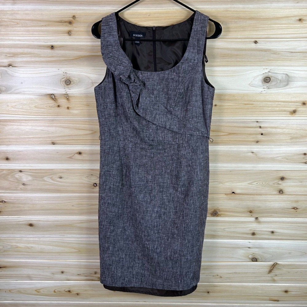 B-Design Dress Womens 8 Gray Lined Knee Length Sheath Dress